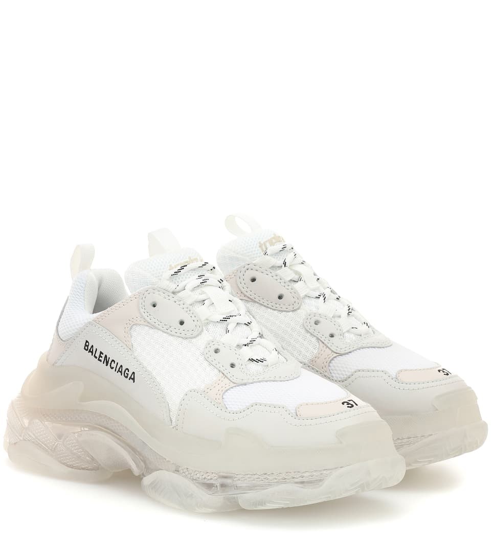 Balenciaga Triple S Suede And Mesh Trainers in Black Lyst